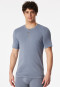 Henley shirt korte mouw knoopsluiting blauwgrijs - Rib Essentials