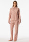 Pyjama lang geweven stof strepen terracotta - selected! premium