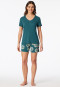 Pyjama korte interlock bloemen groen - Modern Nightwear