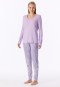 Schlafanzug lang Interlock Bündchen orchid - Modern Nightwear
