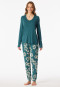 Pyjama lange interlock manchetten bloemen groen - Modern Nightwear