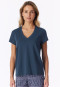 Short-Sleeve V-Neck Shirt, Deep Blue - Mix+ Relax