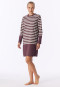 Camicia da notte a manica lunga a righe color cacao - Casual Nightwear