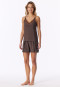 Short Pyjamas with Woven Fabric Lace Straps in Dark Brown - Modern Lace