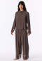 Pigiama lungo in tessuto a trama, con pizzo, marrone scuro - Modern Lace