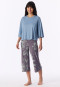 3/4-long Interlock Pyjamas, Grey-Blue - Modern Nightwear