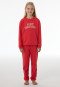 Lange pyjama van sweatshirtstof met manchetten, levendig rood - Nightwear