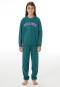 Lange pyjama van sweatshirtstof met manchetten, diepzeegroen - Nightwear