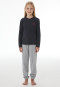 Pyjama long à poignets avec petits curs, bleu marine - Nightwear