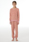 Schlafanzug lang Frottee Bündchen Streifen altrosa - Teens Nightwear