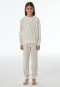 Lange pyjama van velours met manchetten en strikjes, kleur marshmallow - Nightwear