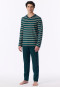 Schlafanzug lang Ringel tiefseegrün - Casual Nightwear