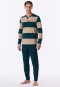 Pigiama lungo con polsini a righe, verde mare profondo - Casual Nightwear