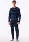 Schlafanzug lang Frottee Bündchen Ringel deep sea blue - Casual Nightwear