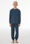 Schlafanzug lang Sweatware Bündchen Smiley deep blue - Nightwear