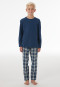 Schlafanzug lang Jersey Webware Karos pacific blue - Nightwear
