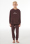 Lange pyjama van frottee met manchetten, cacaobruin - Nightwear