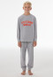 Pyjama long en molleton, poignets en bords-côtes, gris chiné - Nightwear