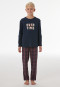 Pyjama long en interlock à carreaux bleu nuit - Nightwear