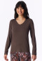 Long-Sleeve V-Neck Shirt, Deep Brown - Mix+ Relax