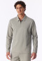 Shirt met lange mouwen, fijnrib, jacquard, rits, bright taupe - Mix+ Relax