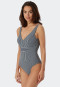 Badeanzug V-Ausschnitt Softcups Streifen dunkelblau - Ocean Dive