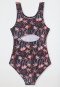 Swimsuit knitwear recycled SPF40+ school sports palm trees multicolor - aqua