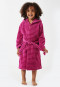 Badjas badstof velours capuchon gestreept bessenkleur - Cat Zoe