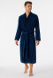 Bathrobe soft velour dark blue striped - Essentials