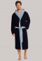 Velvet/terry cloth bathrobe bamboo dark blue - selected! premium