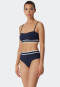 Set composto da bikini a fascia con imbottiture morbide e spalline regolabili e slip midi con design a coste, blu scuro - Underwater