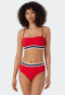 Ensemble bikini bandeau coussinets souples bretelles variables slip midi effet côtelé rouge - Underwater