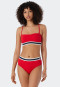 Bandeau bikini set soft pads variable straps midi bottoms ribbed look red - Underwater