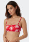 Top a fascia foderato per bikini con coppe morbide, spalline regolabili e motivo di coralli, rosso - Mix & Match Coral Life