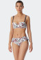 Bandeau Bügel-Bikini Softcups variable Träger Blumen Midi-Slip verstellbare Seiten mehrfarbig - Deep Sea