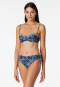 Bandeau beugel bikini soft cups variabele bandjes midi slip verstelbare zijkanten blauw gedessineerd - Ocean Swim