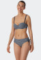 Bandeau underwire bikini soft cups variable straps stripes midi panties adjustable sides dark blue - Ocean Dive