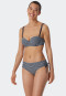 Bikini a fascia con ferretto, coppe morbide, spalline regolabili, a righe, slip midi con fianchi regolabili, blu scuro - Ocean Dive