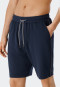 Bermuda in tessuto felpato realizzato in cotone biologico a righe, blu scuro - Mix+Relax