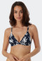 Bikini triangle top removable cups variable straps coral dark blue patterned - Mix & Match Coral Life