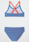 Bustier bikini recycled knitwear SPF40+ stripes aquarium - Aqua