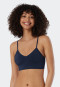 Bustier with cups V-neck matt dark blue - Seamless light