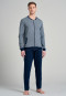 Hausanzug lang Sweatware Bündchen Ringel grau-meliert - Warming Nightwear