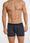 Boxer briefs with fine rib double pack with fly-front dark blue striped - Original Classics