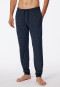 Long jersey lounge pants drawstring dark blue-light blue check -Mix & Relax Cotton