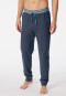 Lounge pants long Sweatware Organic Cotton cuffs stripes midnight blue - Mix+Relax