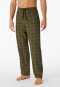 Lounge pants long woven fabric organic cotton check olive - Mix & Relax