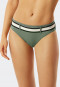 Mini slip per bikini foderato con girovita elastico a righe color cachi - California Dream