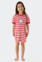 Sleep shirt short-sleeved bamboo organic cotton stripes seagull red - Natural Love