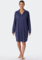 Camicia da notte a maniche lunghe con collo a revers, tessuto Interlock, abbottonatura, blu - Comfort Fit